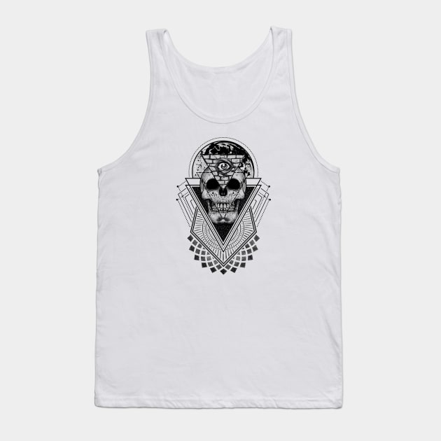 Geometric Skull Tank Top by SpottydoggCreatives